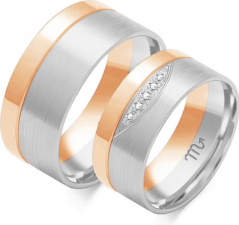 Růžový zlatý snubní prsten 585, moderní, velikost 23 24 25, dámský, originální