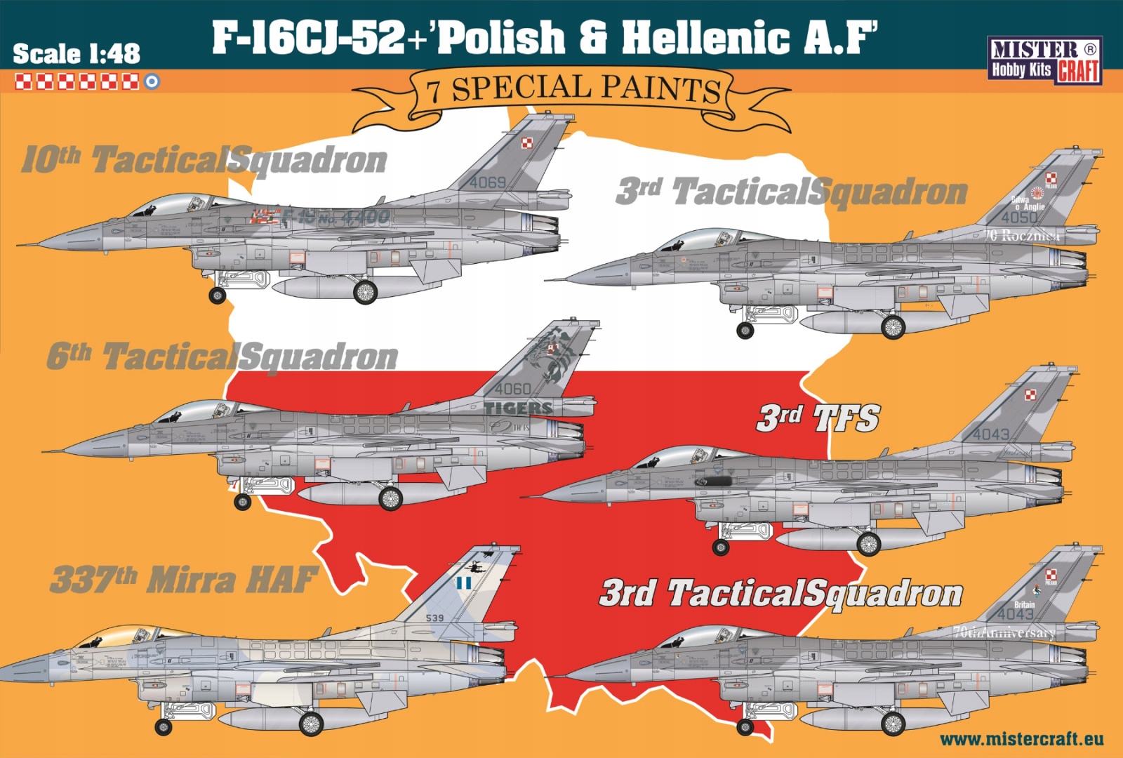 F-16 CJ-52 Polish & Hellenic Paints Af 1:48 Obtisky