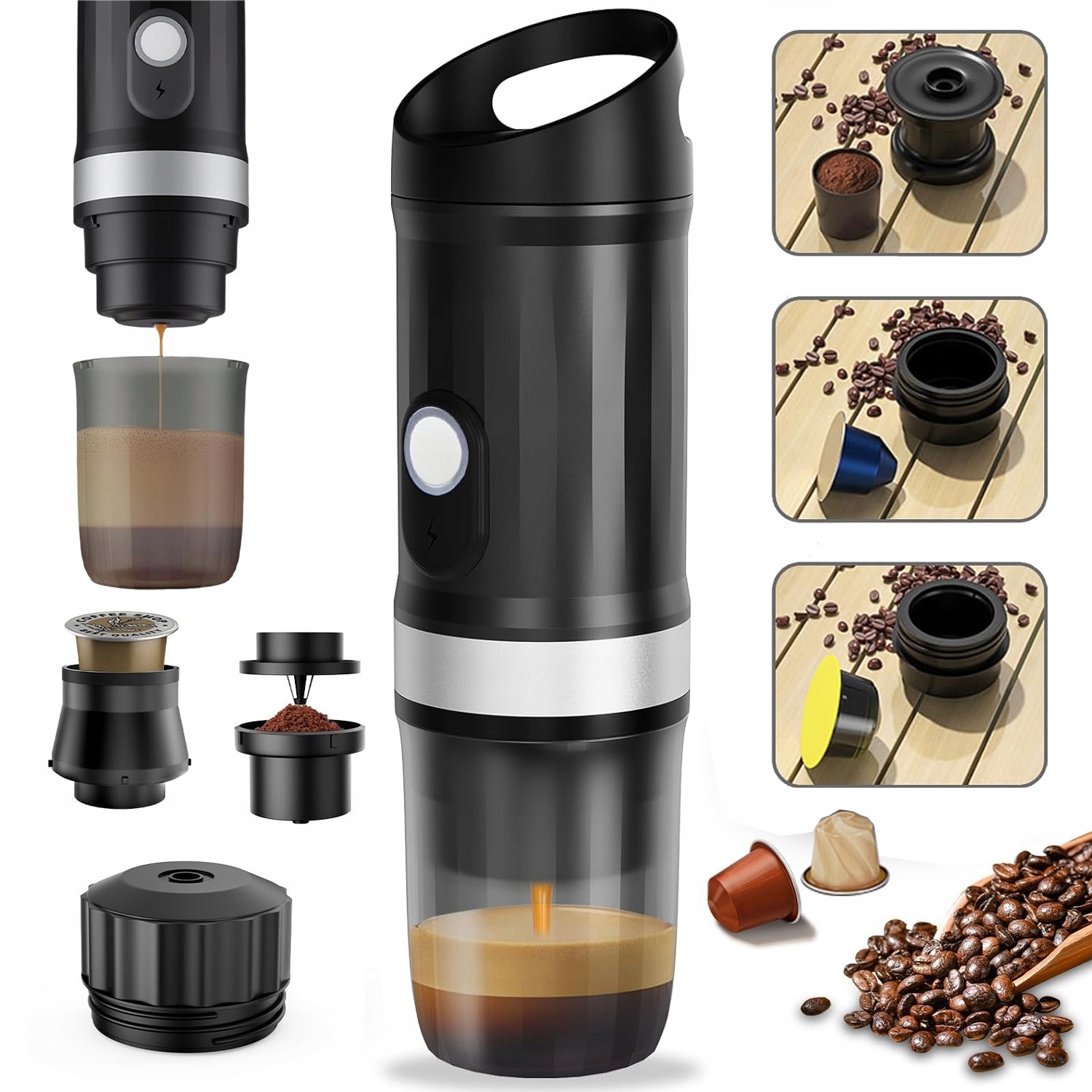 Přenosný Kávovar Na Kapsle A Mleté Kávu Bezdrátový 20 Bar 100 ML