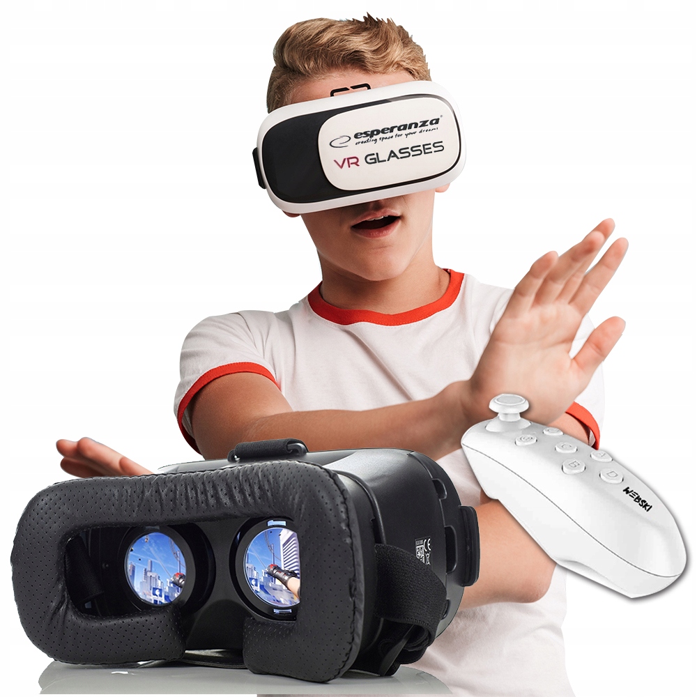 Okulary gogle VR EDUKACYJNE MULTIMEDIALNE do SMARTFONÓW+PILOT BEZPRZEWODOWY