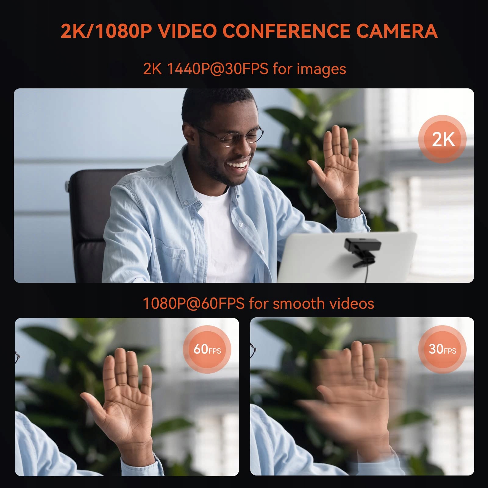NUROUM Kamera Internetowa Full HD 1080P 60fps USB Dla Mac Laptop — miniatura 4