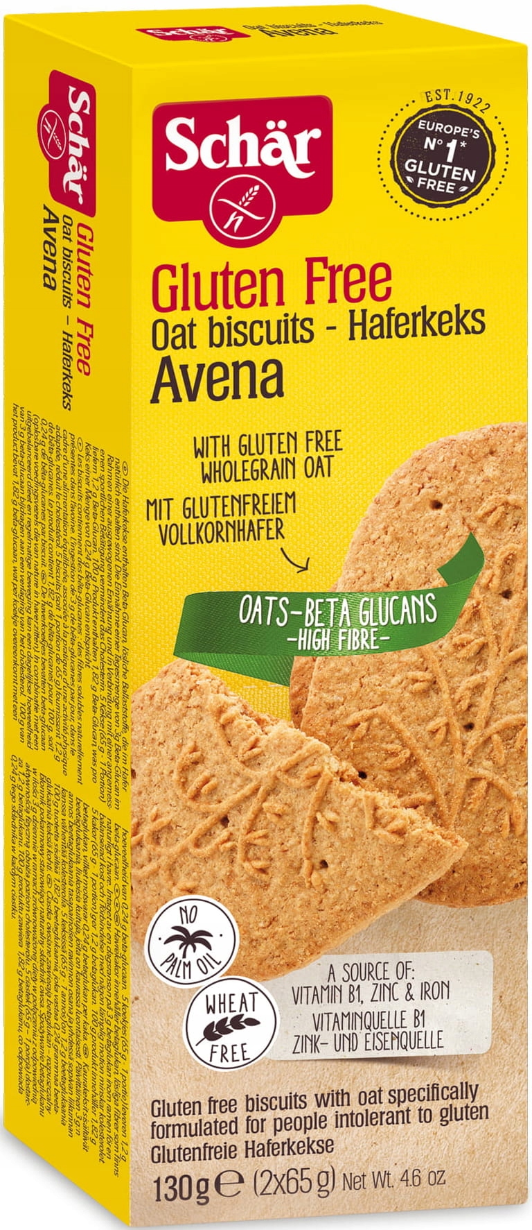 Levně 5 x Schar Ovesné sušenky Avena bezlepkové 130 g