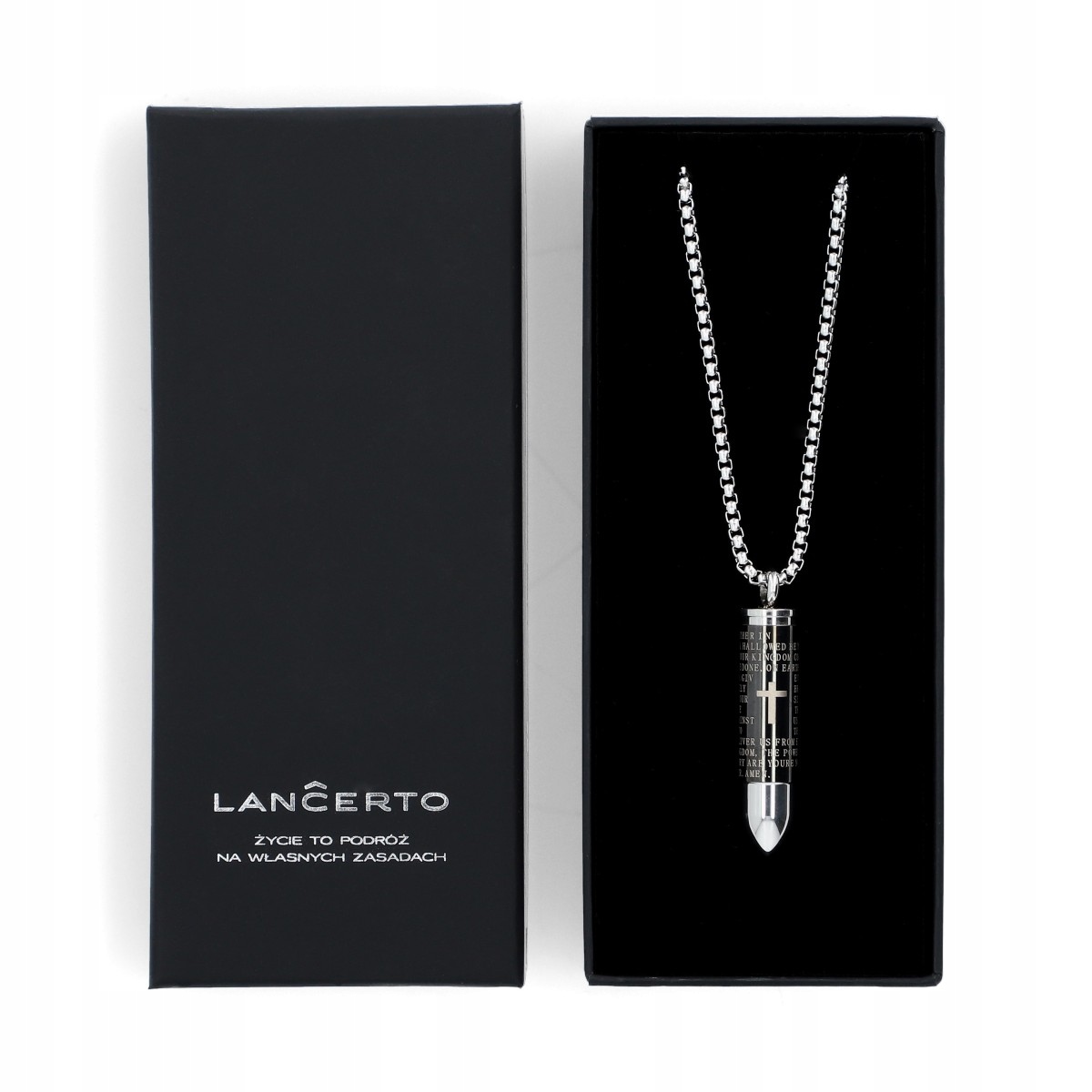 

Naszyjnik Męski ze Stali Srebrny Pocisk Lancerto