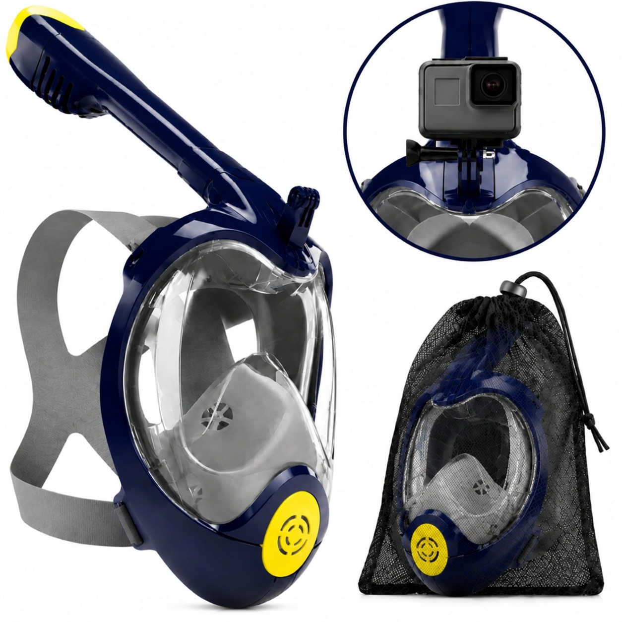 Maska do Nurkowania Snorkelingu Pełnotwarzowa Dobrze Przylega L/XL Etui