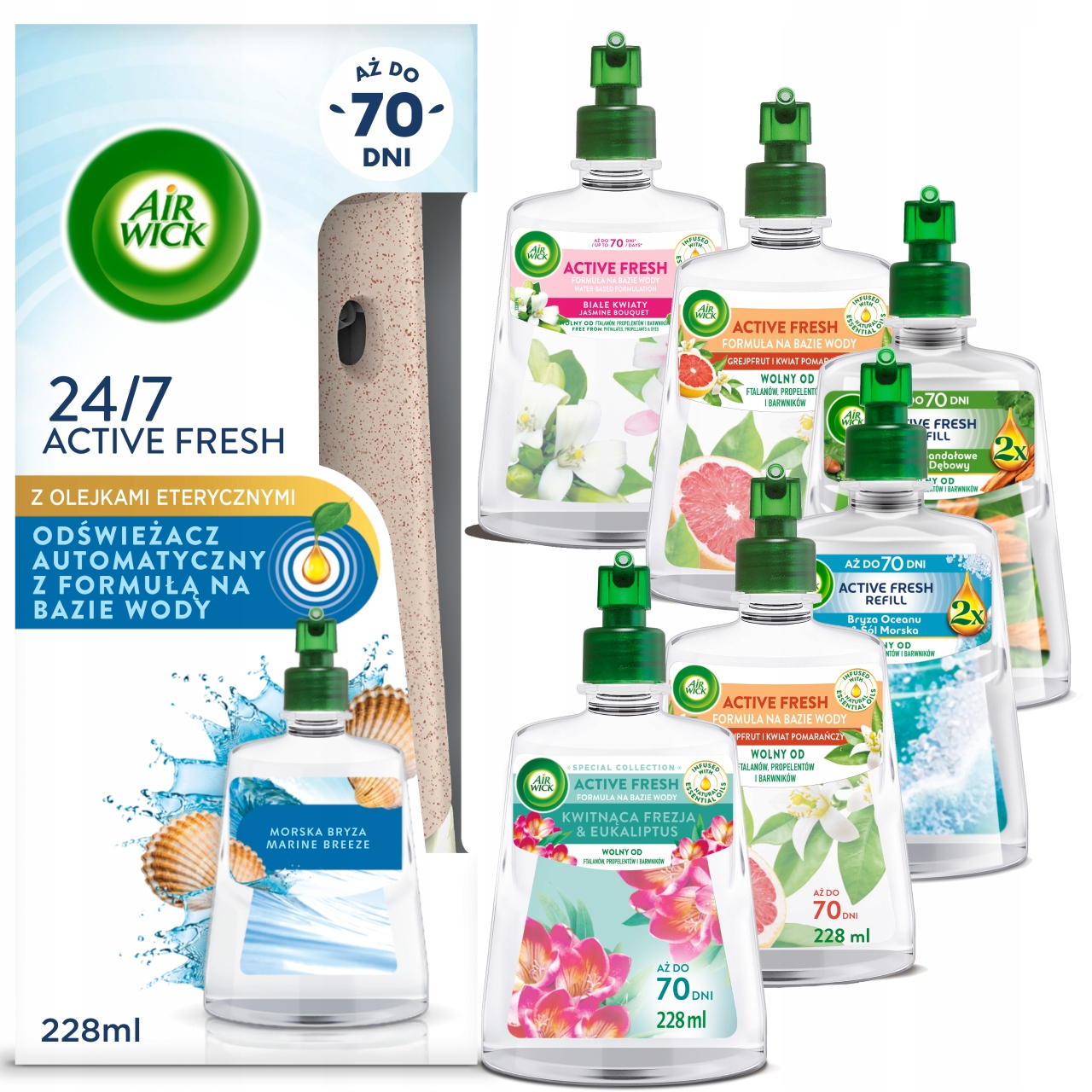 Levně Air Wick Automatický Osvěžovač Vzduchu 7 X Náplň 228 ML MIX Sada