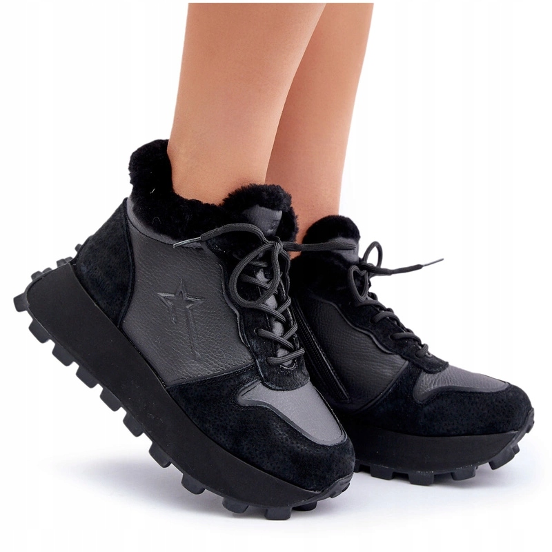 Kožené Tenisky Na Platformě Big Star OO274A329 Černé 39