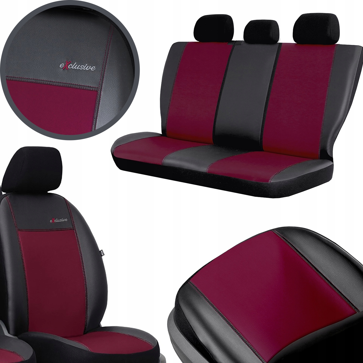 Autopoťahy na sedadlá automobilov, ekokoža, bordová