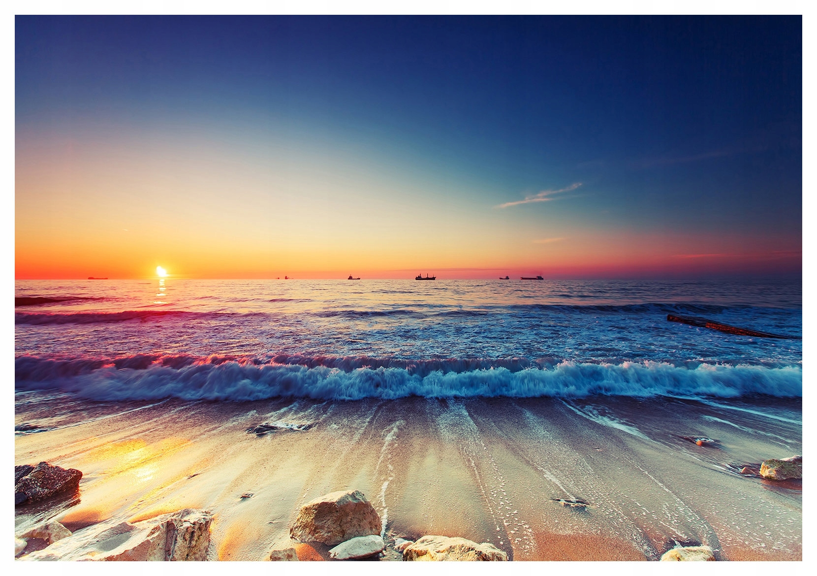 Fototapeta Západ slunce Moře Krajina Lodě Pobřeží 368x254 vinyl lepidlo