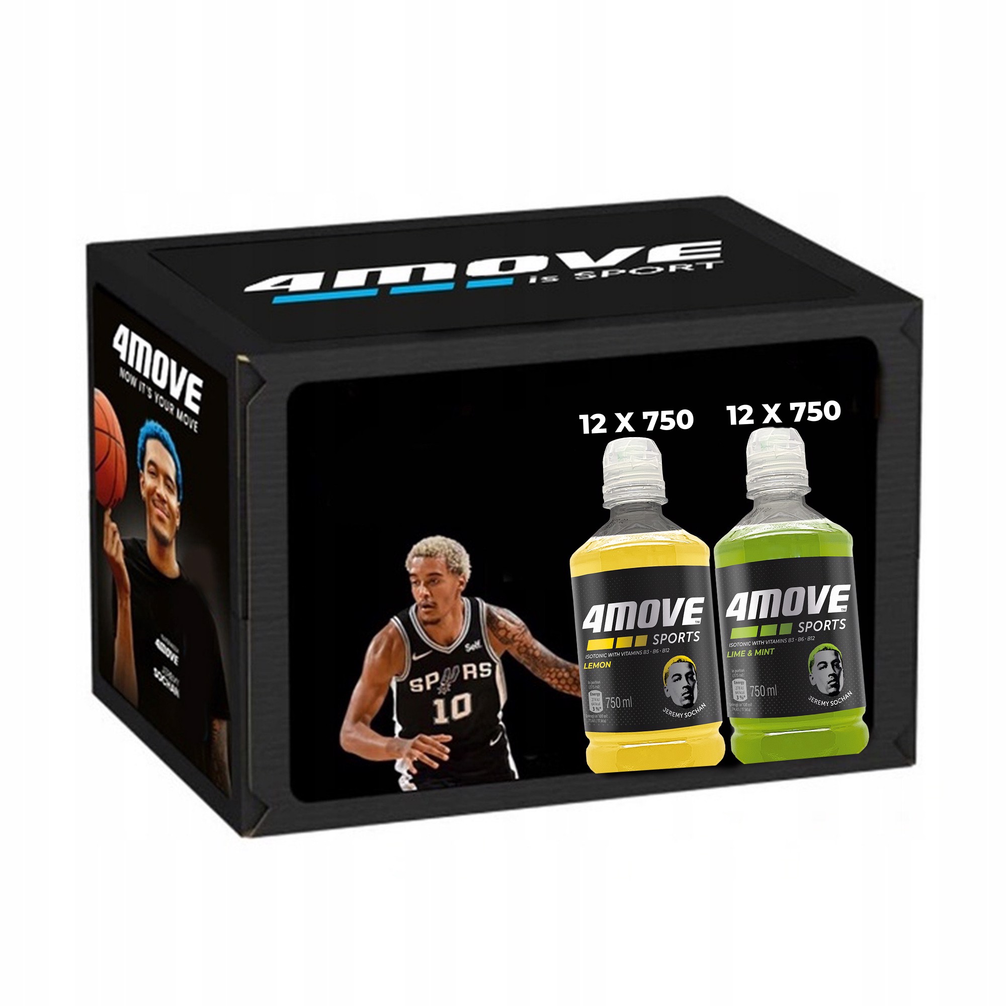 4MOVE Isotonický nápoj 750 ml: Citron x 12 kusů, Limetka – Máta x 12 kusů