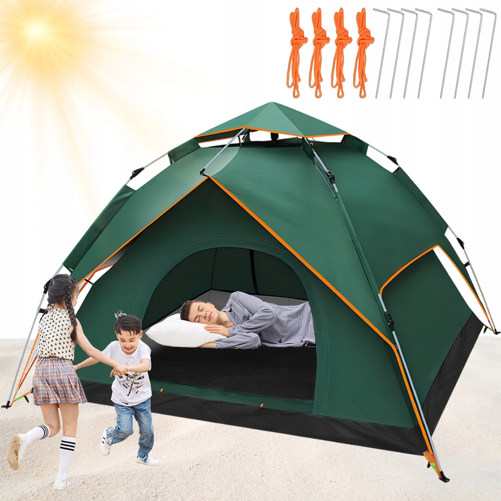 Namiot Turystyczny Automatyczny Pop-up Z 2 Drzwiami Dla 3-4 Osób