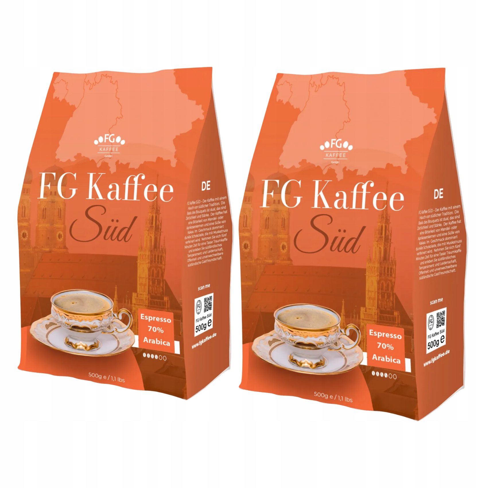 Levně 2x Káva zrnková 500 g Fg Kaffee South Espresso Arabica a Robusta