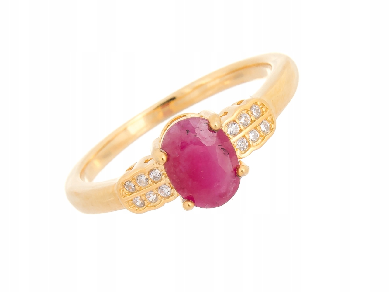 Stříbrný Prstýnek Vel 17, Pozlacený Rubín, Přírodní Dárek