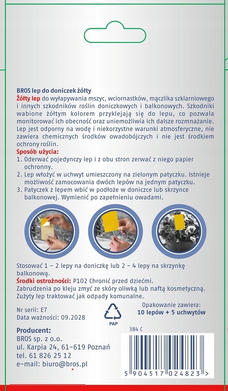 LEP DO DONICZEK ŻÓŁTY Bros wyłapujący mszyce ziemiórki pułapka - 10 sztuk Zastosowanie przeciwko inne zastosowanie