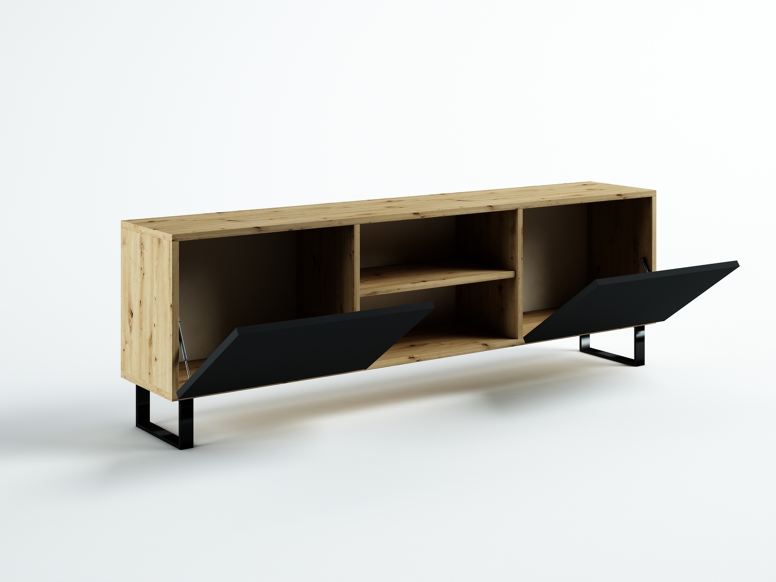 SZAFKA RTV LOFT 160 ARTISAN /CZARNY MAT WYSOKA Głębokość mebla 35 cm