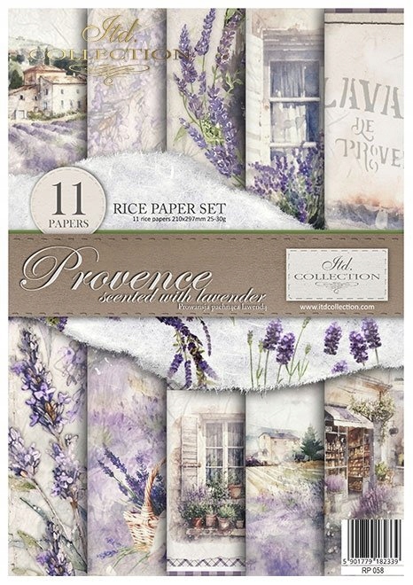 Sada 11 rýžových papírů A4 pro decoupage-RP058 Provence scented lavender