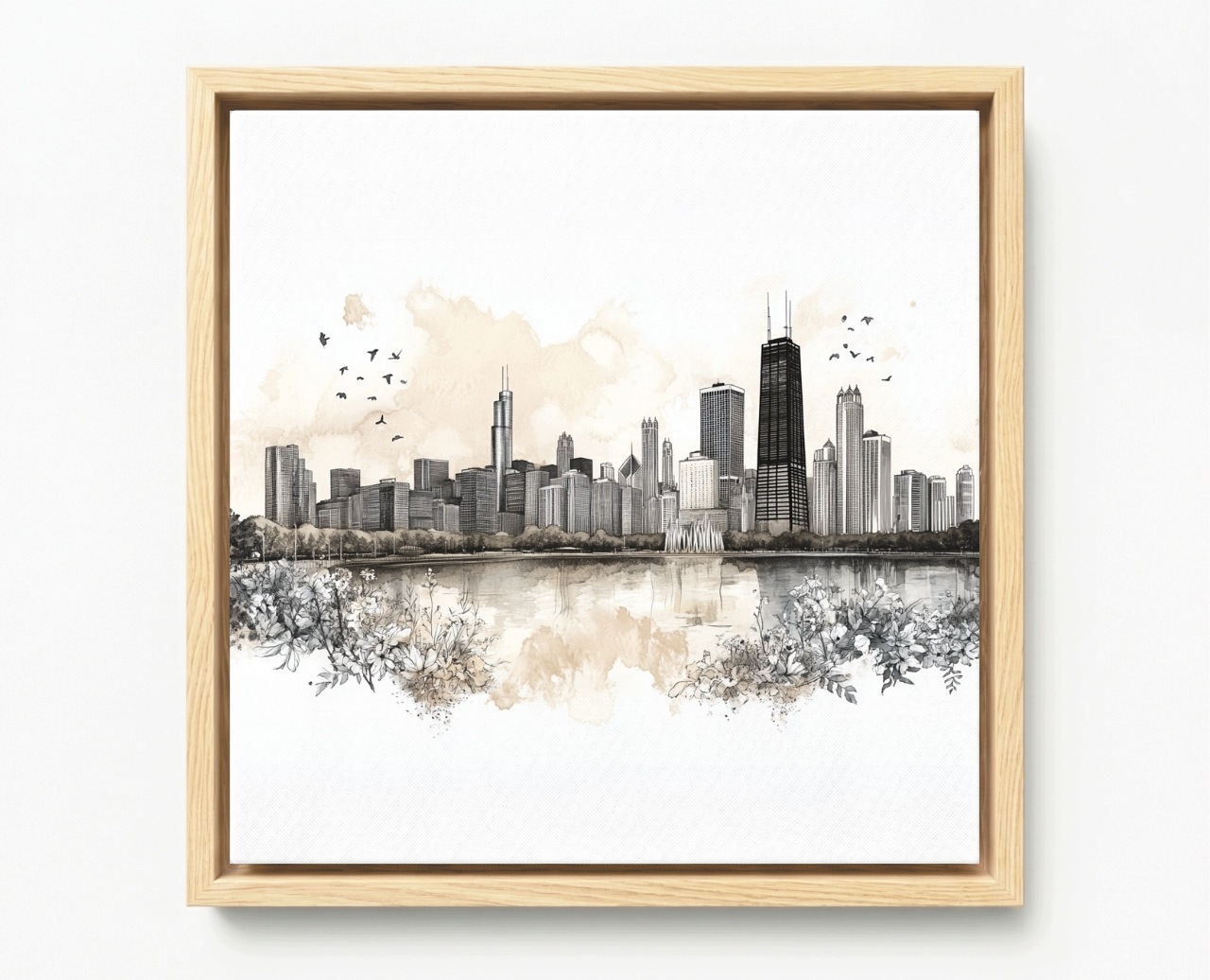 Obraz Rama American Box Město Panorama Chicago Willis Tower Skica 40x40