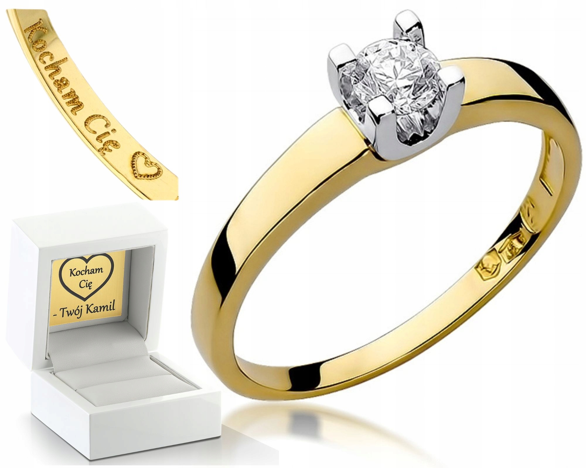 Prstýnek S Briliantem 0,25 Ct Zlato Gravírování Bonus