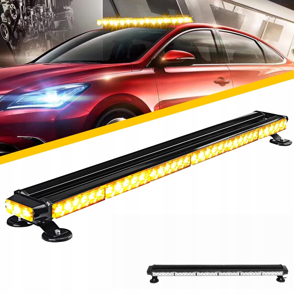 Stroboskop Oranžový Nosník Kohout 95CM 12-24V 6 Modulů autopřepravník 4 Strany