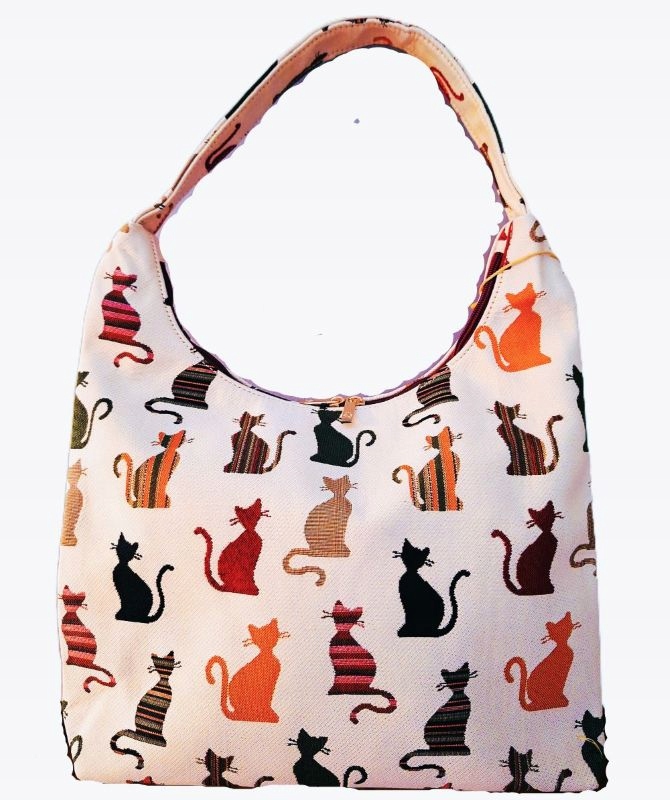 Gobelínová kabelka přes rameno Jedeka s kočkami, kolekce Filemon Ecru