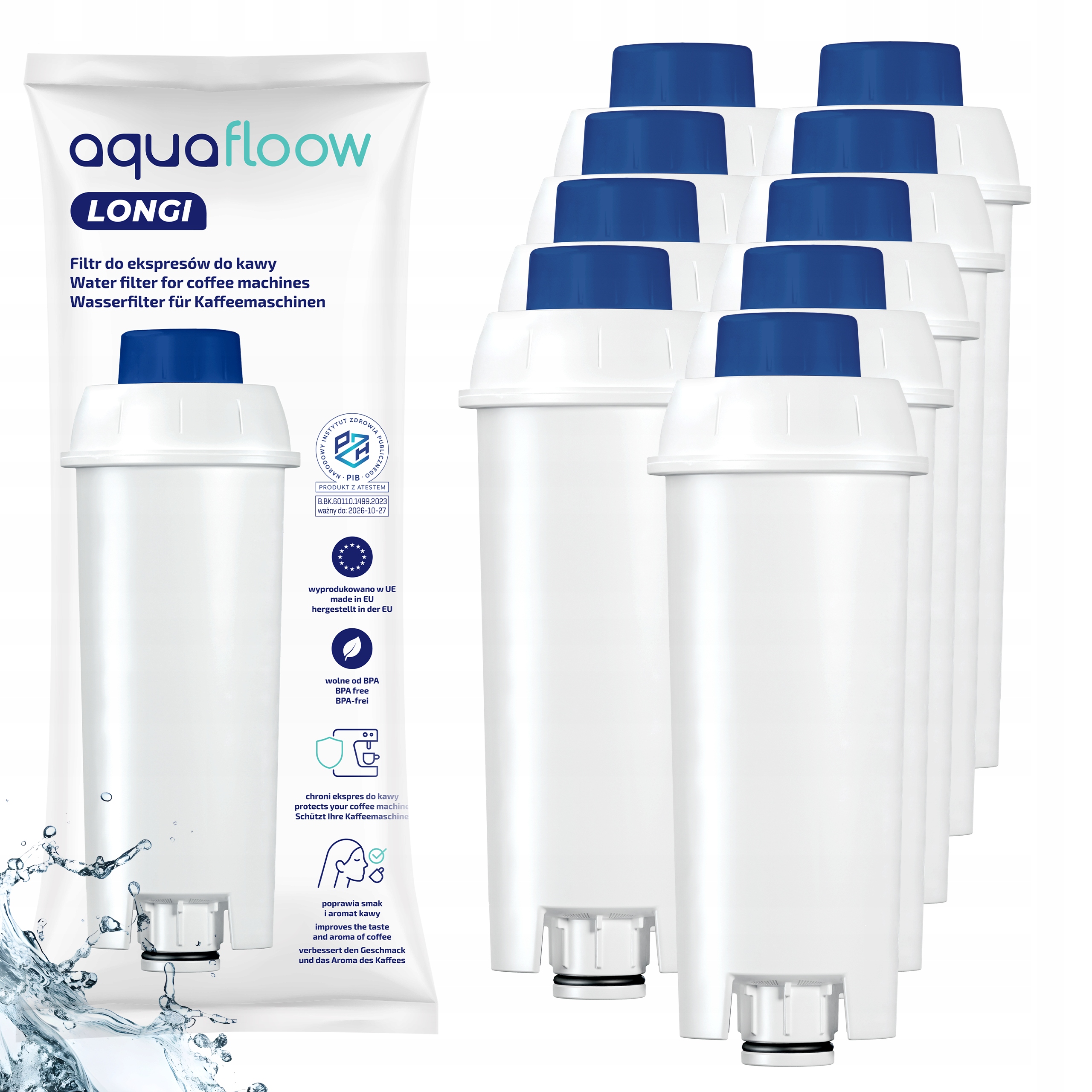Wkład filtrujący filtr do wody do ekspres Delonghi 7 szt AquaFloow