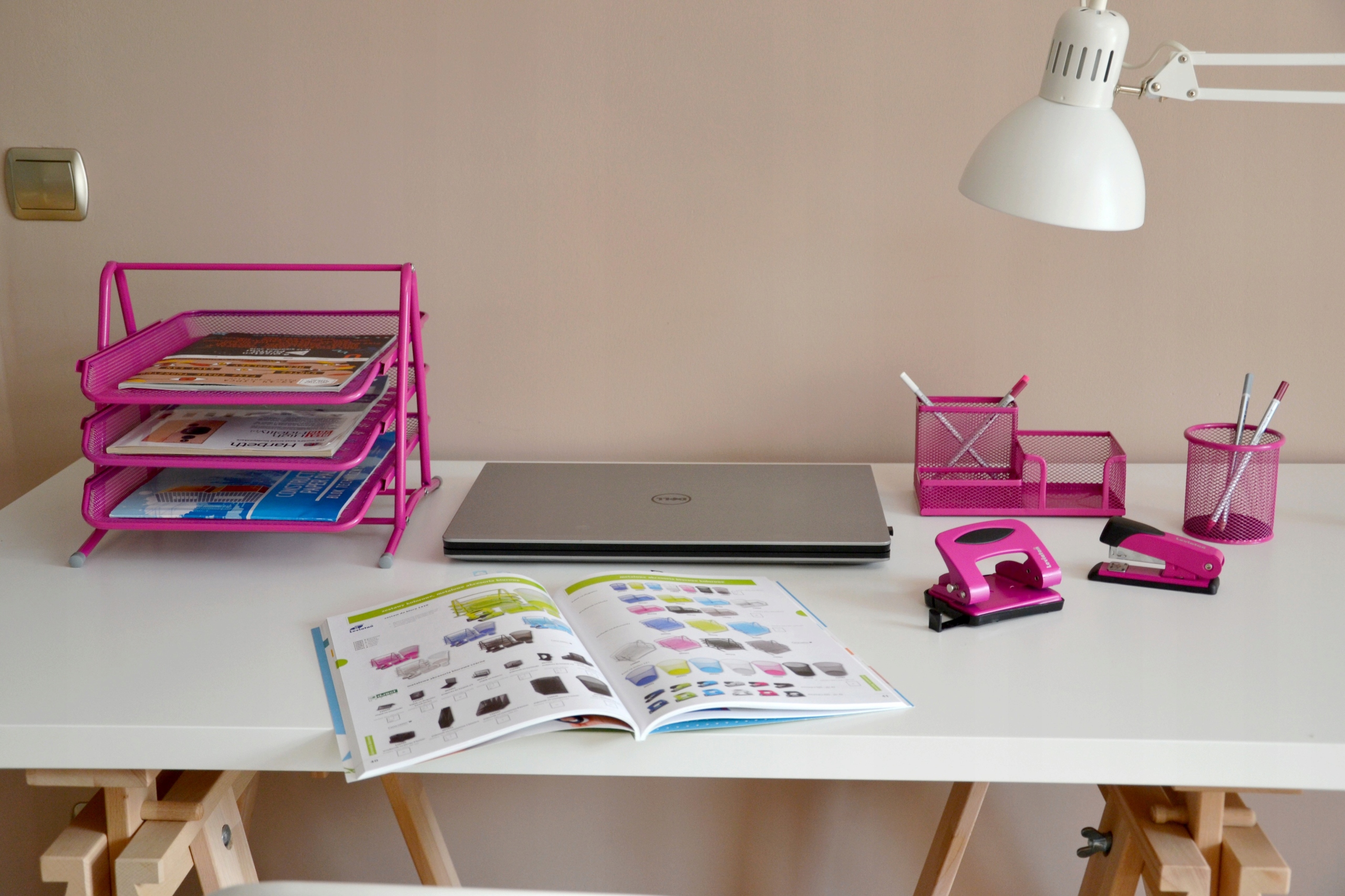 ORGANIZER na biurko SZUFLADY NA DOKUMENTY zestaw 3 szuflad SIATKA BIAŁE Stan opakowania oryginalne