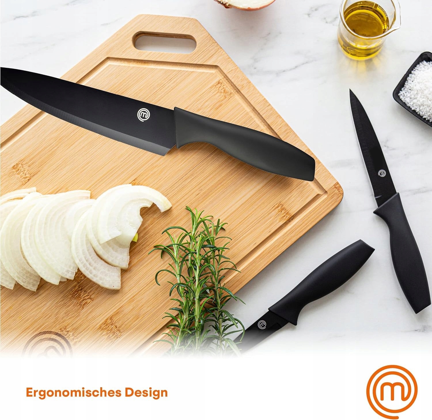 MASTERCHEF Zestaw Noży Kuchennych 5 Części Stal Nierdzewna Czarny — miniatura 3