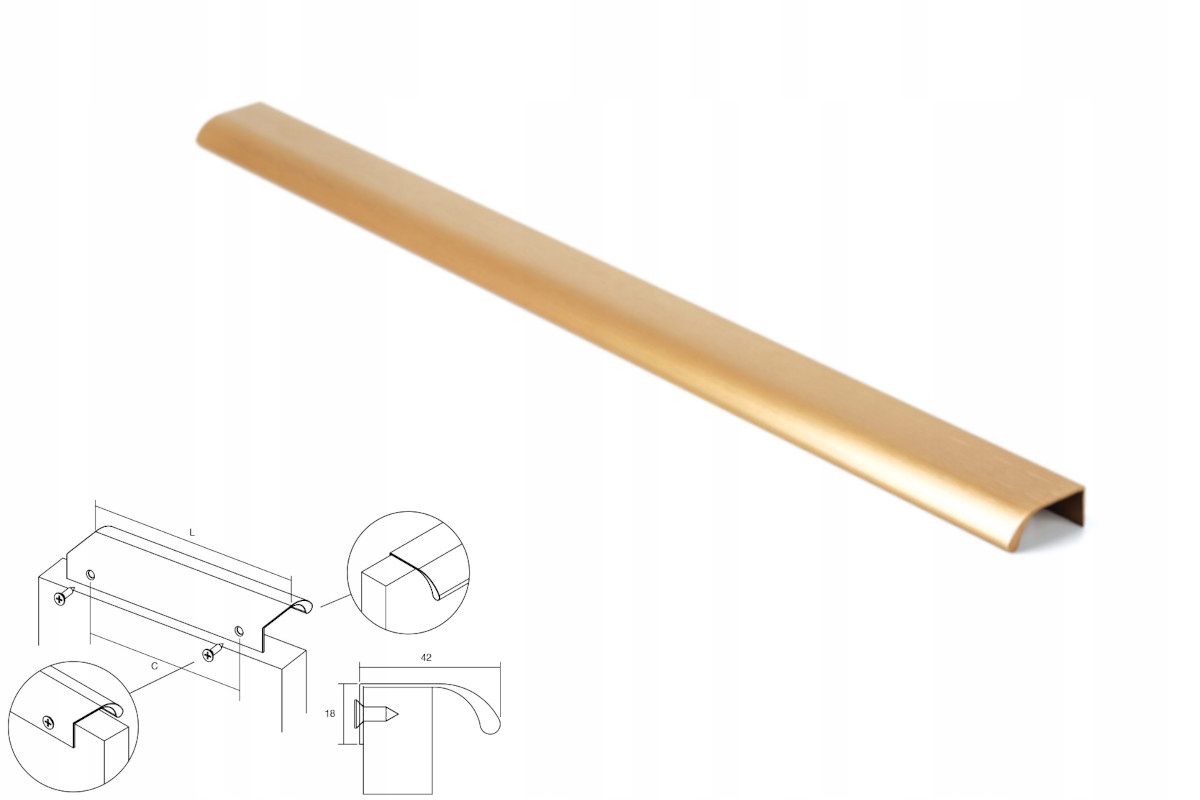 Zlatý okrajový nábytkový držiak Viefe 1440