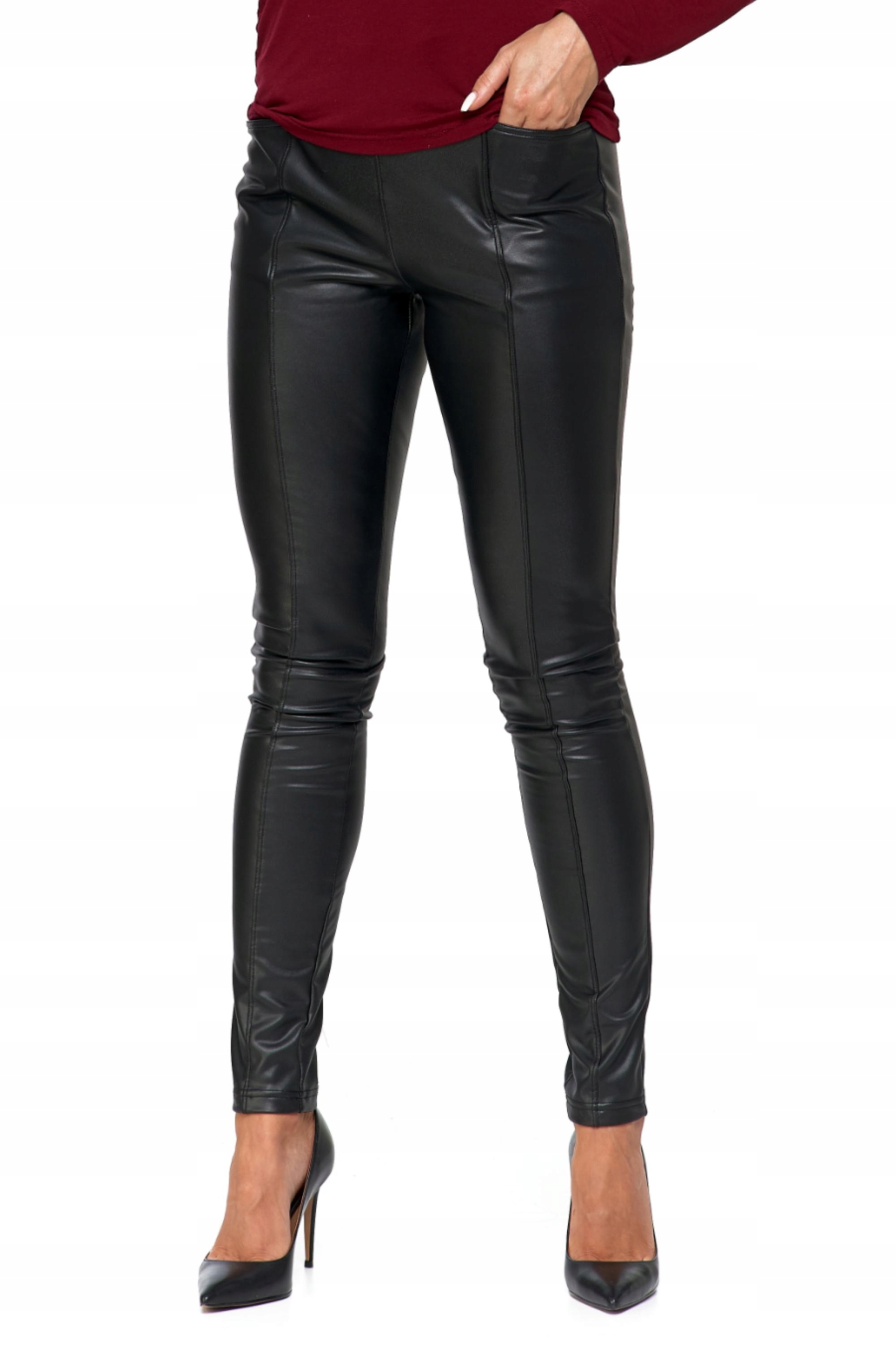 

Czarne spodnie damskie z Eko Skóry Legginsy XL