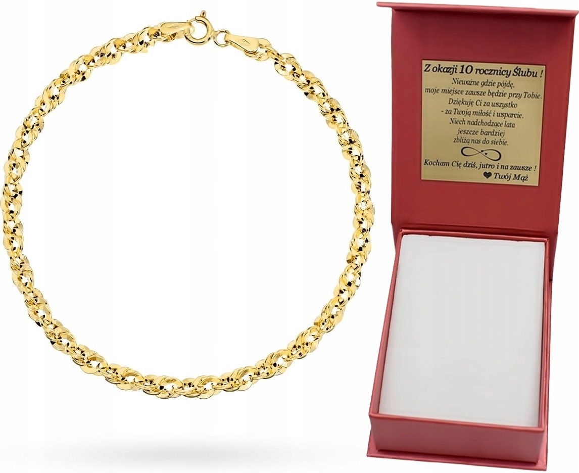 Bransoletka Złota Damska Irydia 2,50mm Szeroka pr 585 Grawer