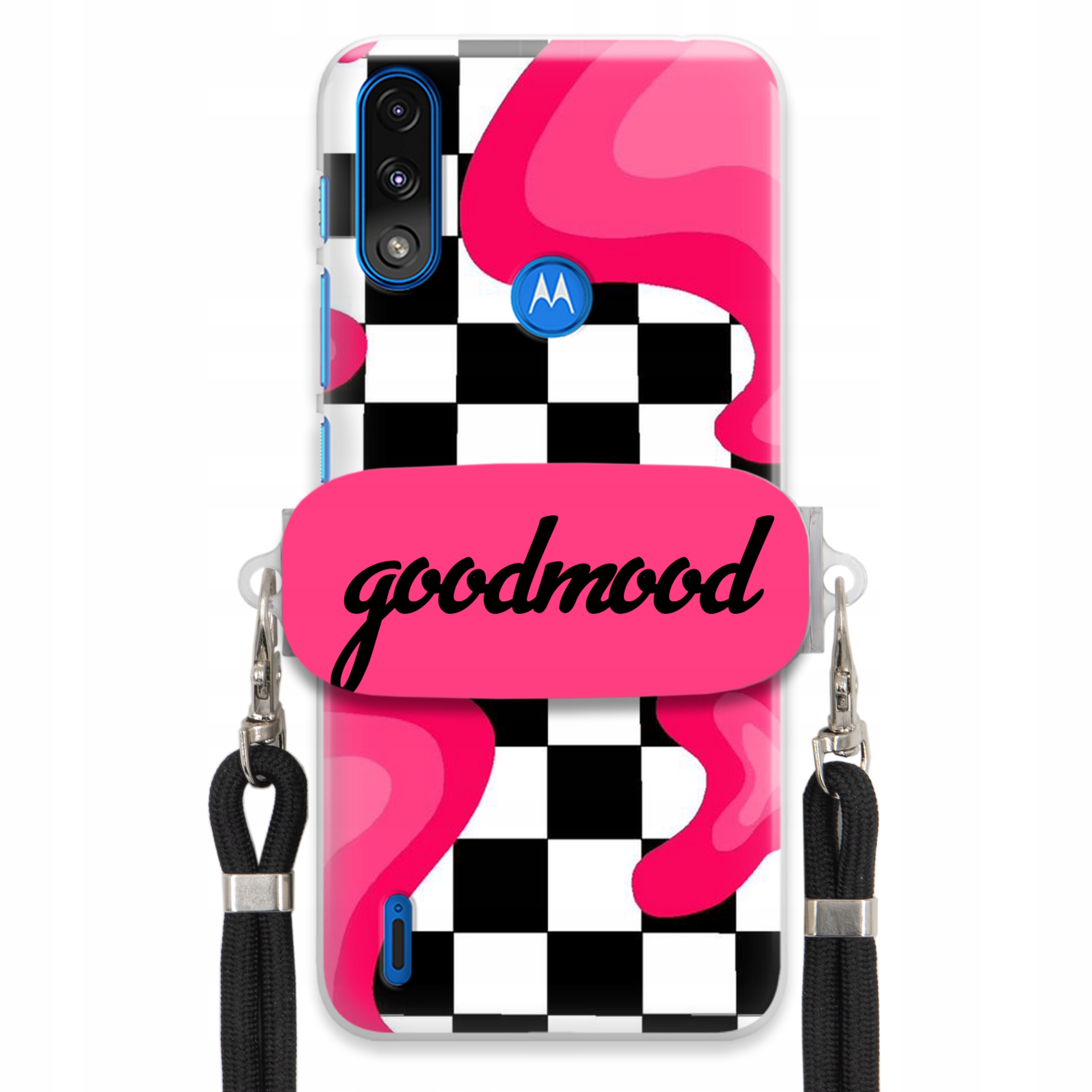 Pouzdro Pro Motorola E7 POWER/E7i Set Case Držák Smyčka Černá Módní Splash