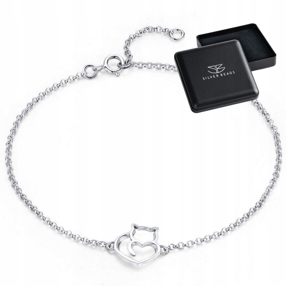 

S124 Kot kotek bransoletka srebrna 925