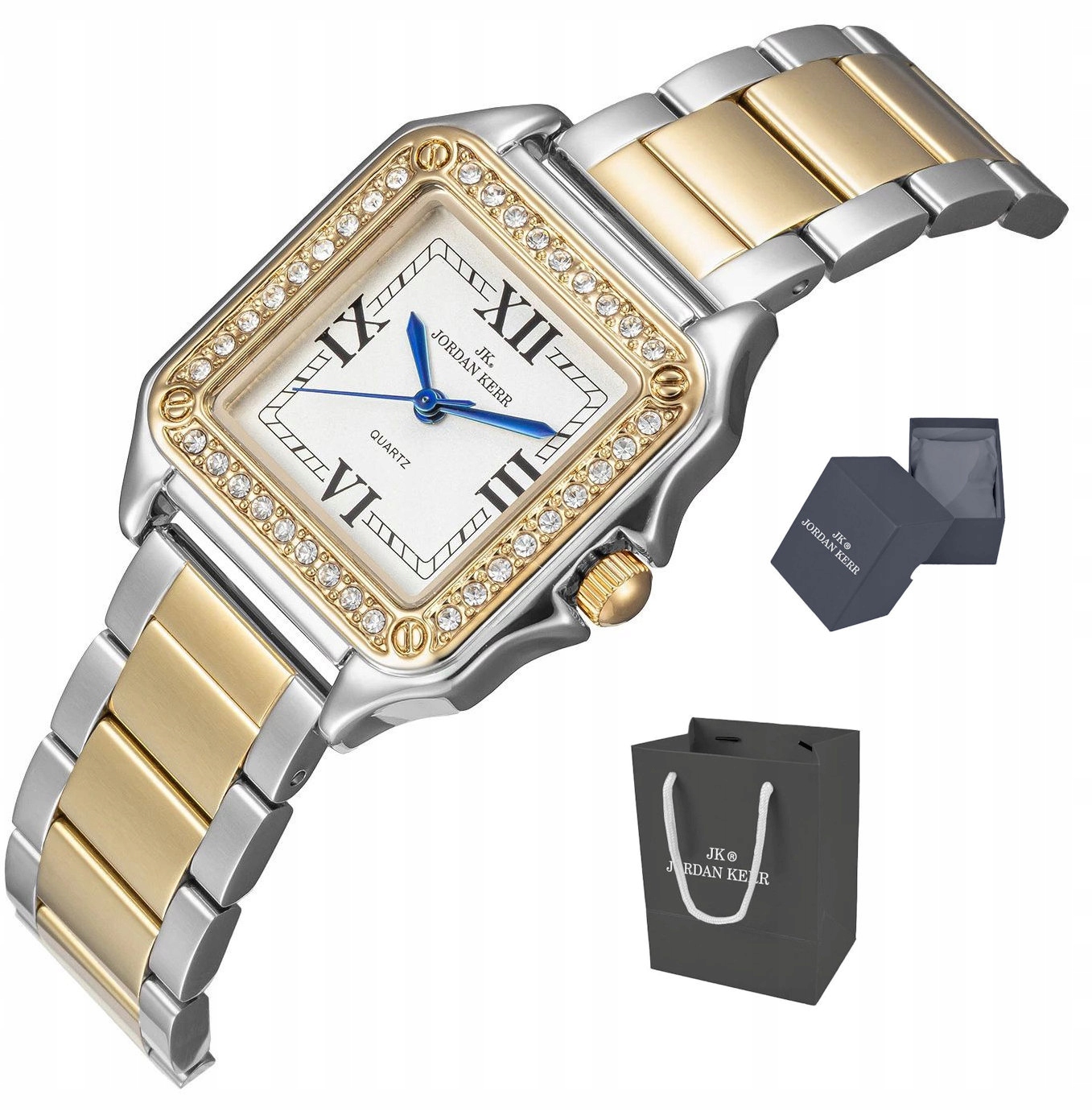 Dámské Elegantní Zlaté Hodinky Jordan Kerr P9009 St 27 mm Zirkony Mesh