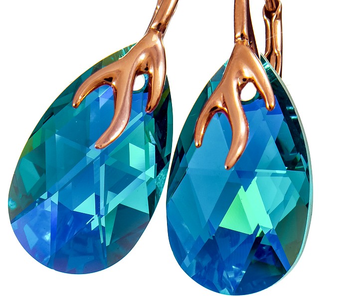 Ozdobné Krystaly Náušnice Blue Zircon Arande