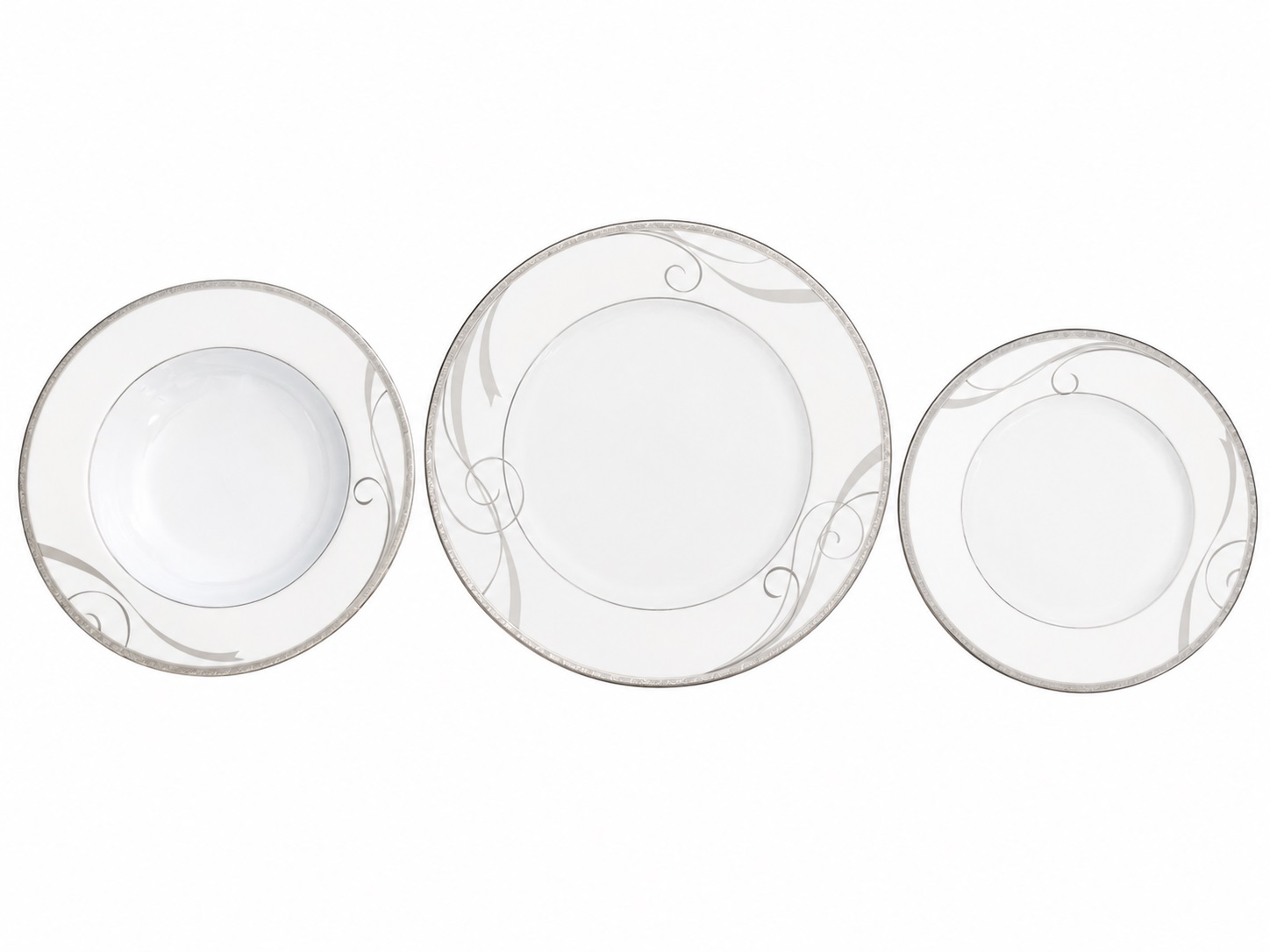 Premium Jídelní Servis 3x Porcelánové Talíře Skalena Platina Fyrklövern