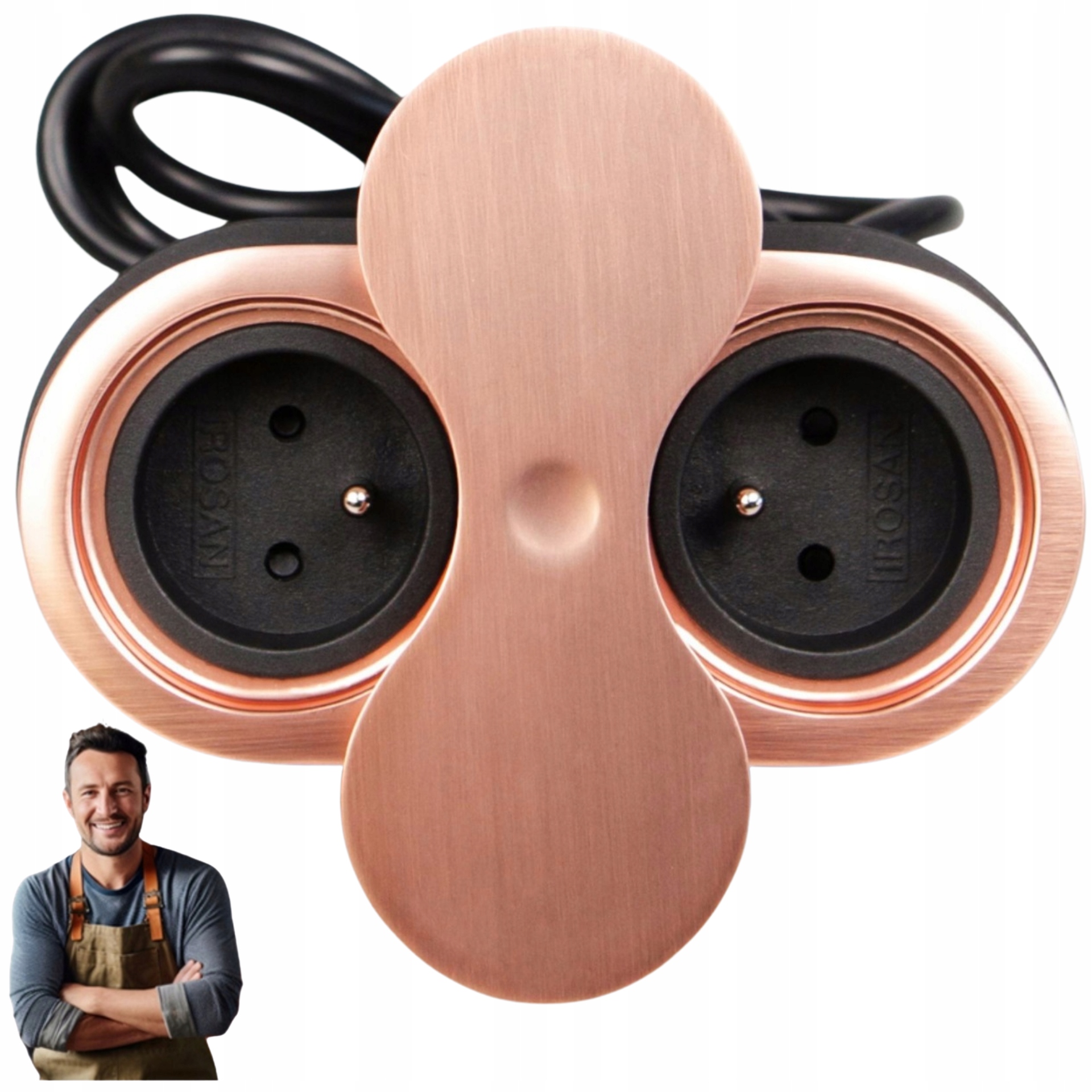 Zásuvka na dosku zapustená do dvojitej dosky Elipsa Swing 2x230V Meď