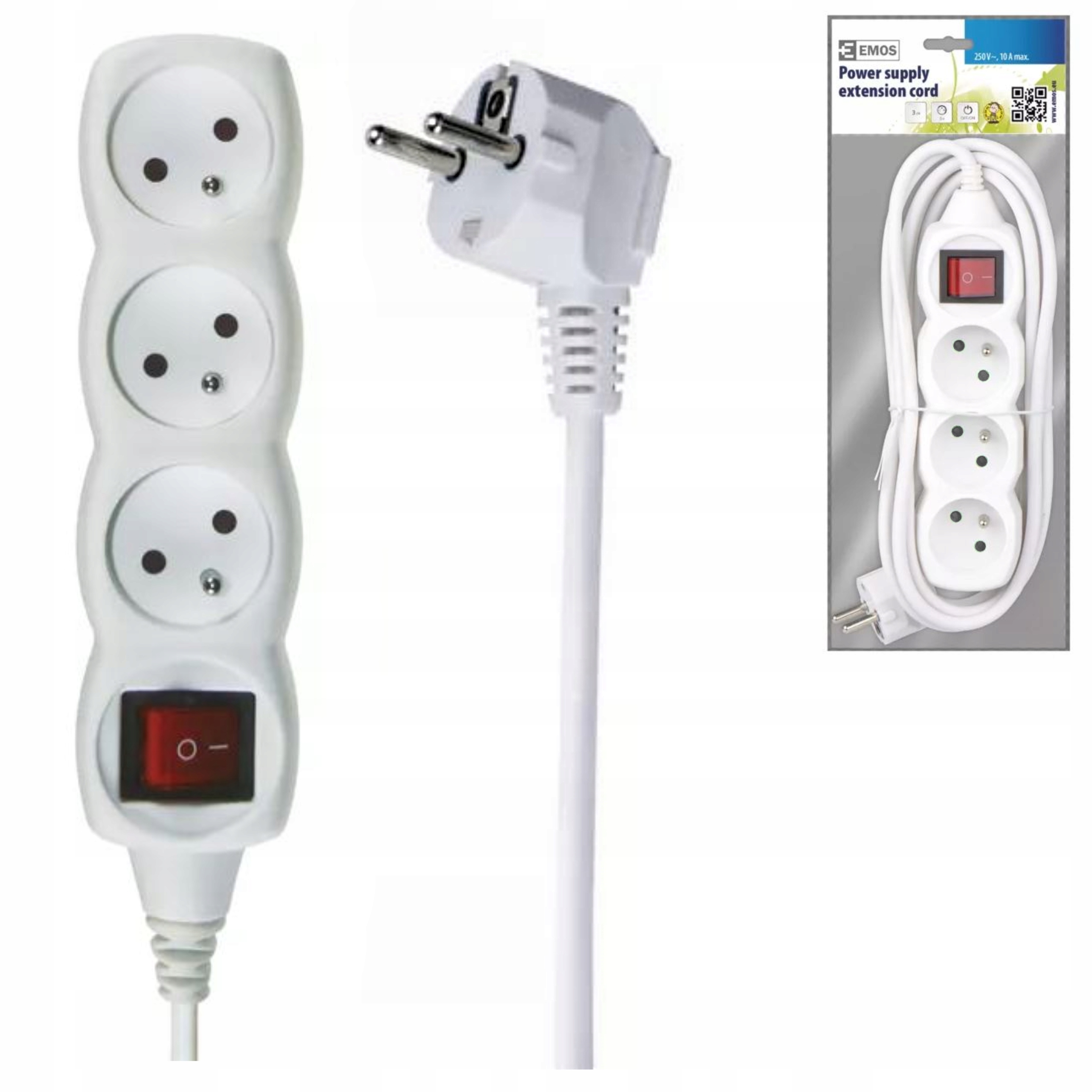 Przedłużacz kabel 3-gniazda 1,2m z wyłącznikiem