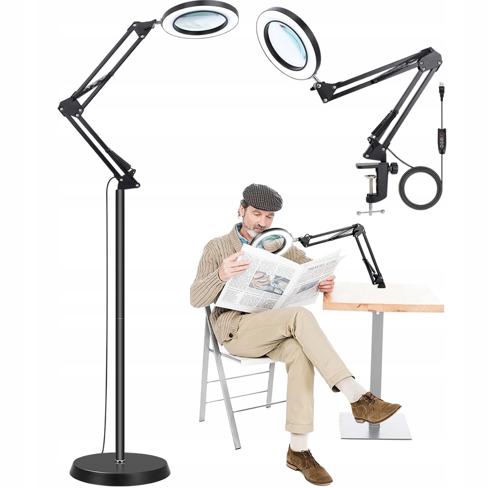 Led Stolní Lampa Nastavitelná, Kosmetická Lupa, Zvětšení 10X Usb