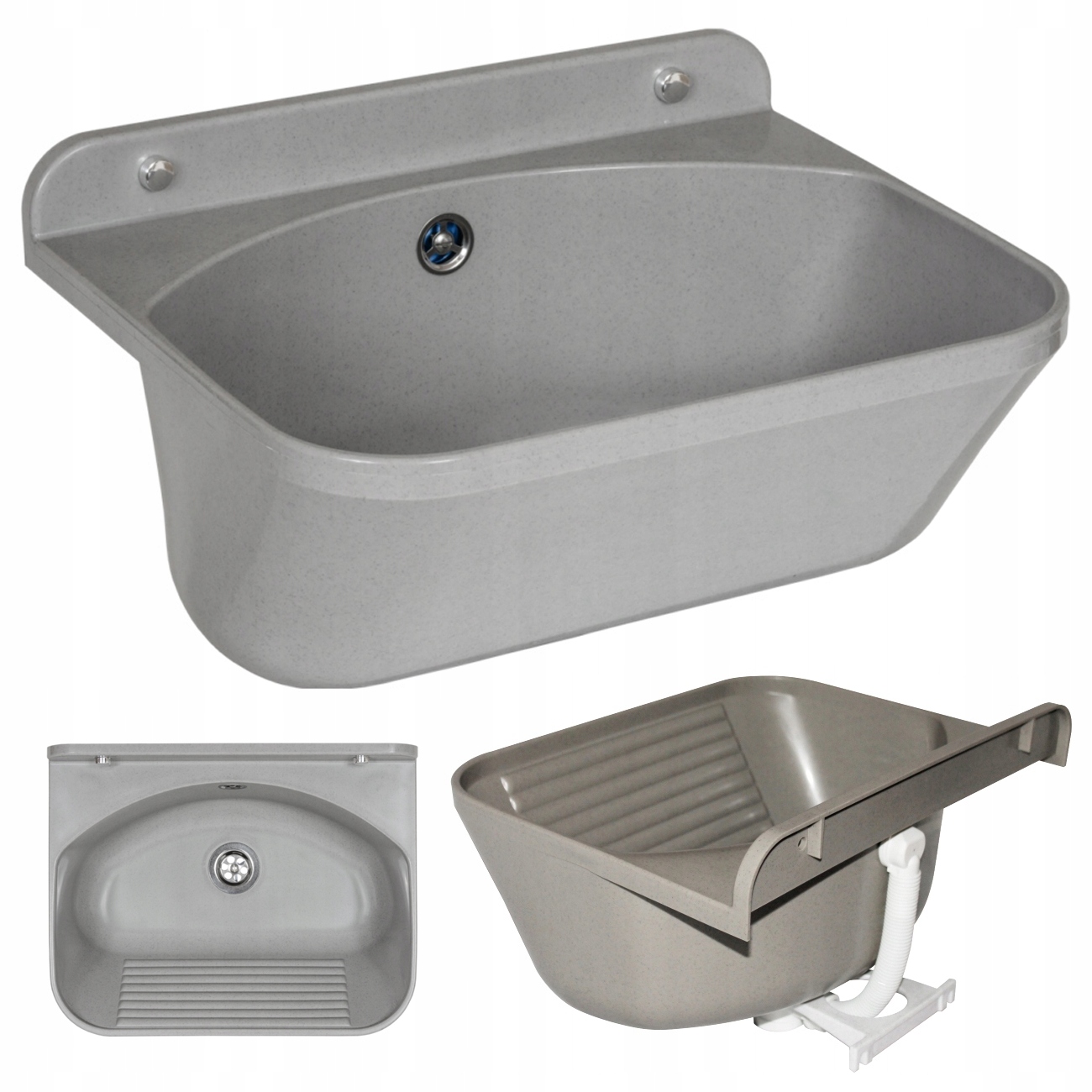 Technický Dřez Komora Tmavý Granit Se Sifonem Prádelna Garáž