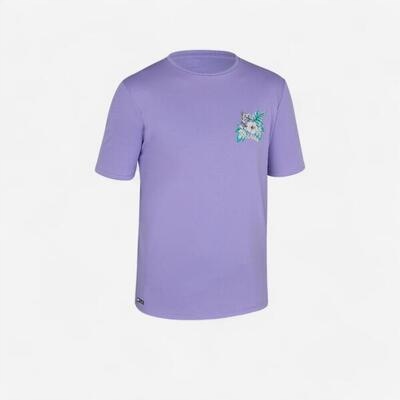 Koszulka Uv surfingowa dla dzieci Olaian Water T-shirt Ibiscus krótki rękaw