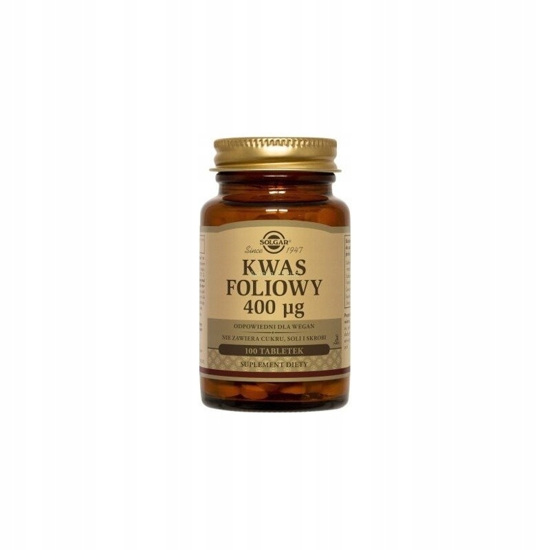 SOLGAR Folacin 400mcg 100 tabletek Kwas foliowy ciąża produkcja krwinek — 6