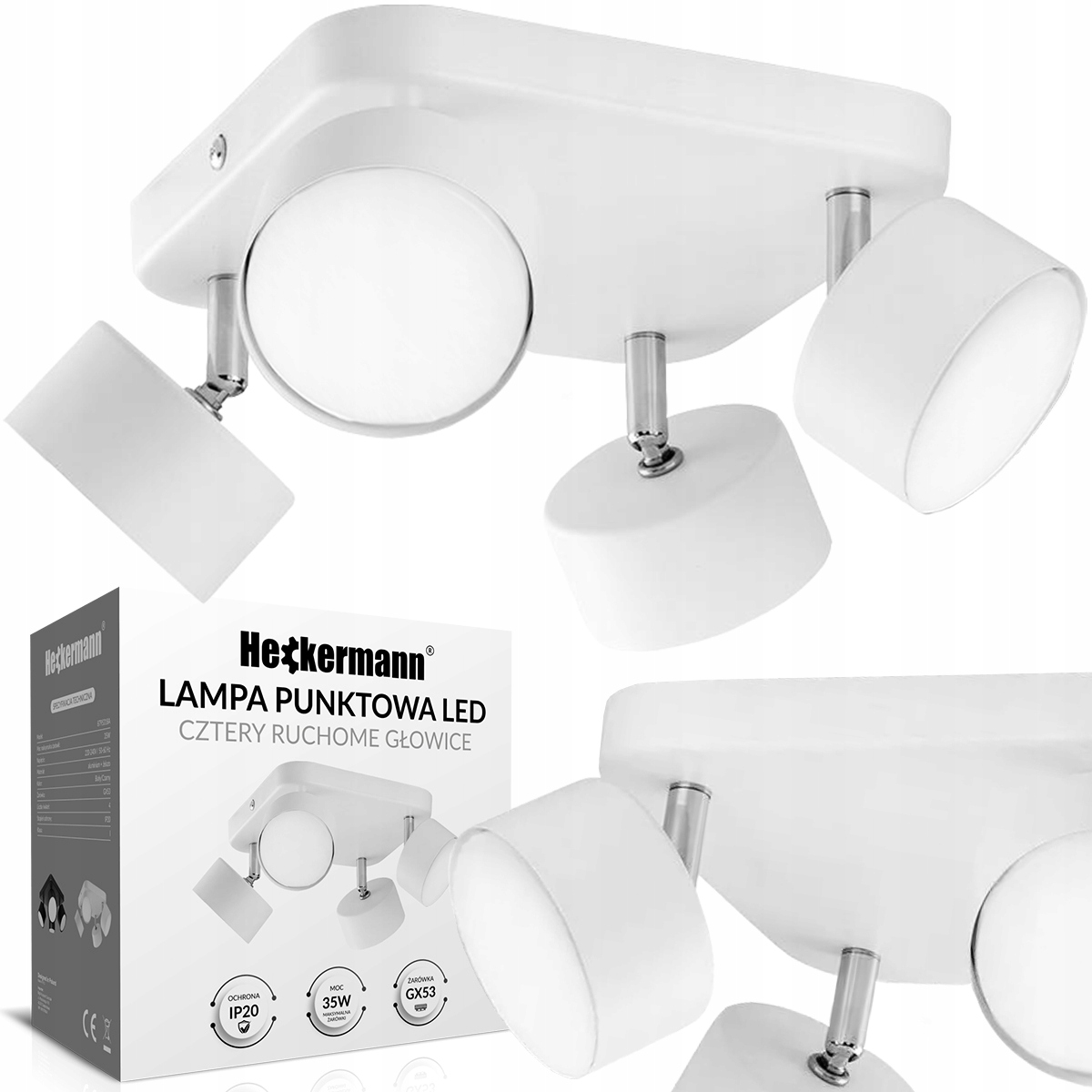 Led bodové svítidlo Heckermann 8795318A Bílá 4x hlava