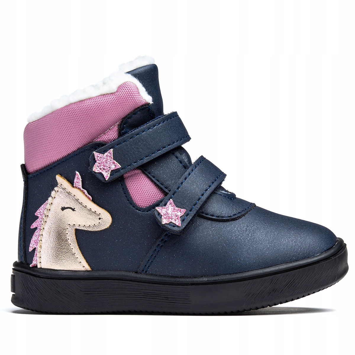 Trzewiki botki dziewczęce OCIEPLANE na RZEPY lekkie brokat Wojtyłko 20