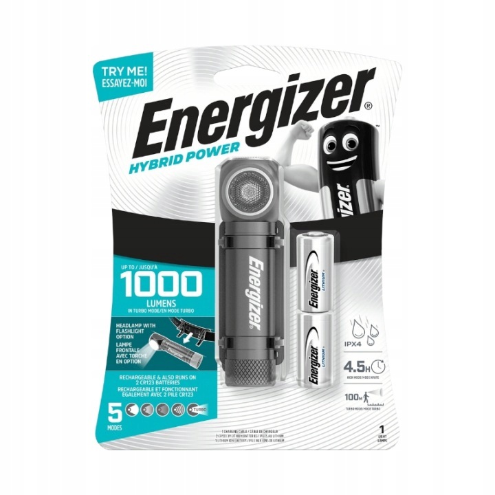 Latarka czołowa Led Energizer Hybrid Power ładowalna 400-1000 lm