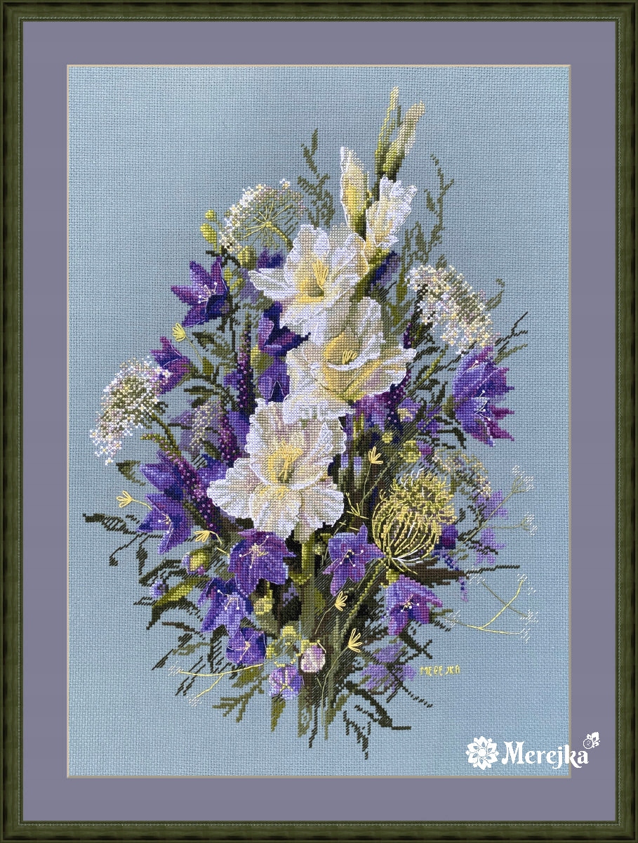 Sada pro křížkové vyšívání Merejka K-233 "Bílá mečová lilie" 39x27 cm