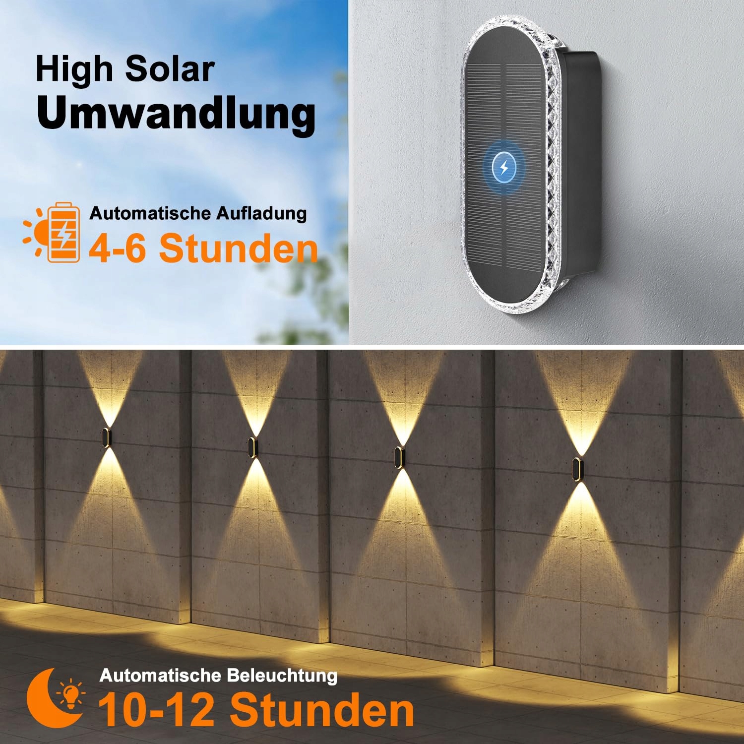 Lampy Solarne Ścienne Zewnętrzne Wodoodporne 3 Barwy IP65 4 Szt ELLASAY — miniatura 2