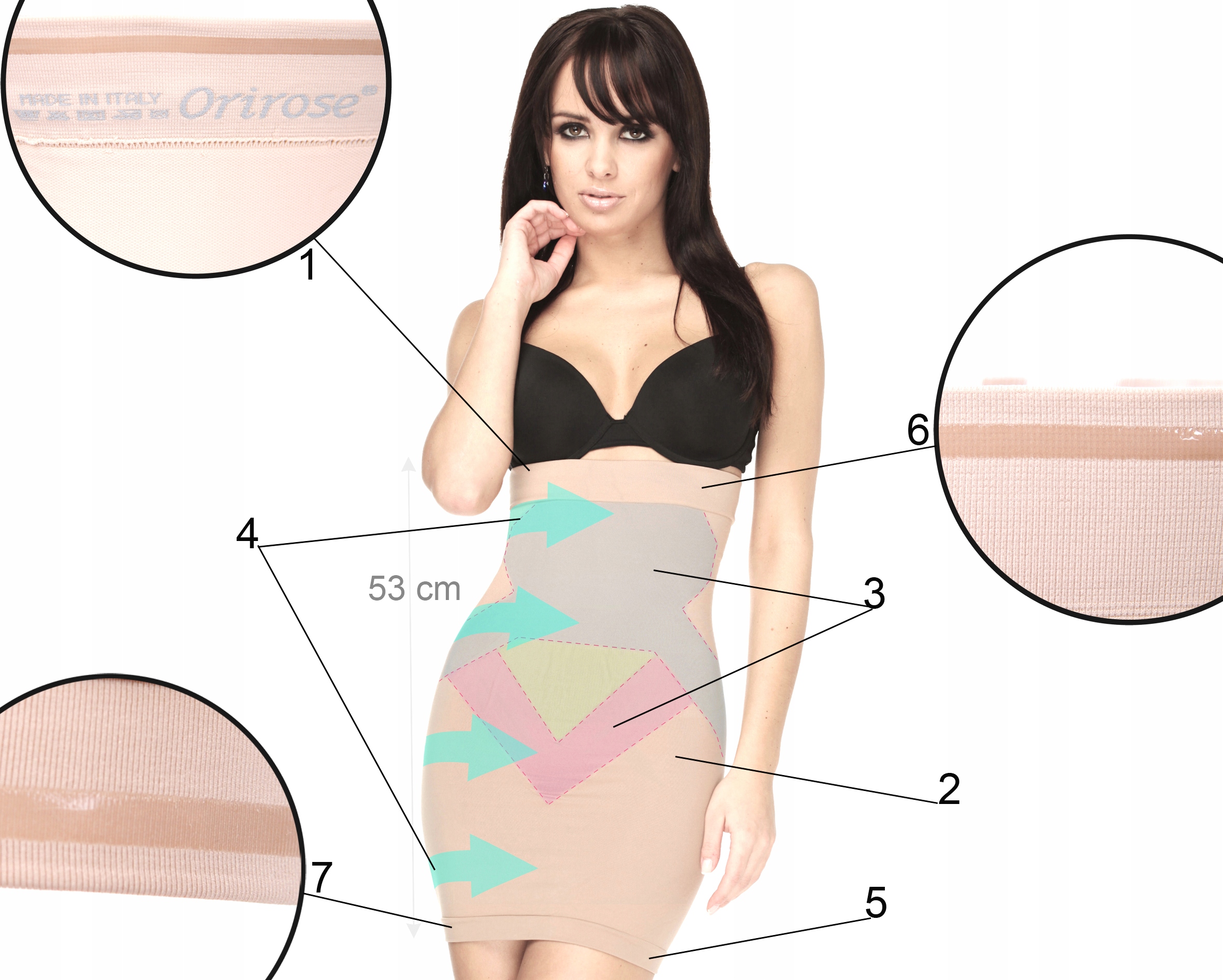 Orirose Spódnica sukienka HALKA WYSZCZUPLAJĄCA modelująca bezszwowa silikon Rozmiar S/M