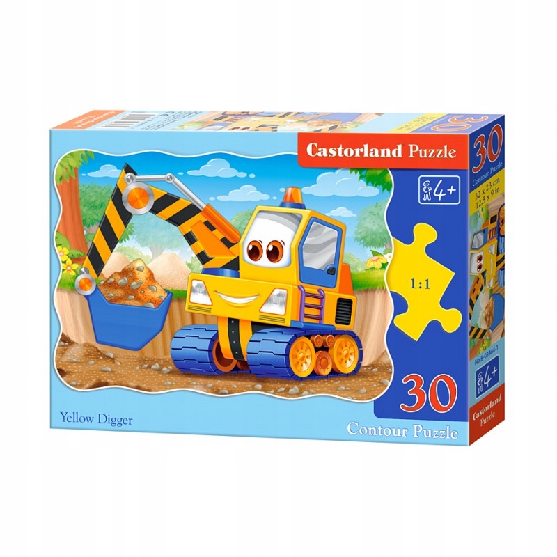 Puzzle 30 elementów. Żółta koparka. Castor