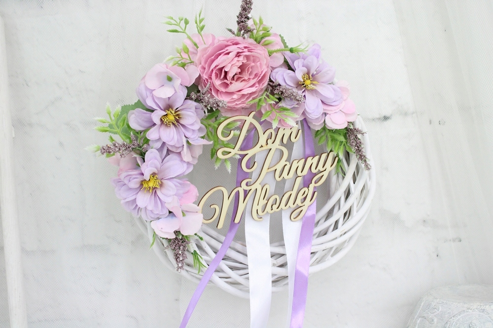 Wianek dekoracja na drzwi Dom Panny Młodej FIOLET Marka inna