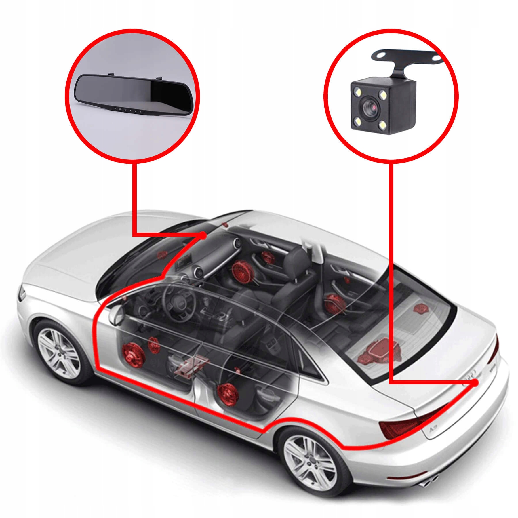 KAMERA COFANIA W LUSTERKU REJESTRATOR JAZDY LUSTERKO FULL HD Maksymalna rozdzielczość 1920x1080