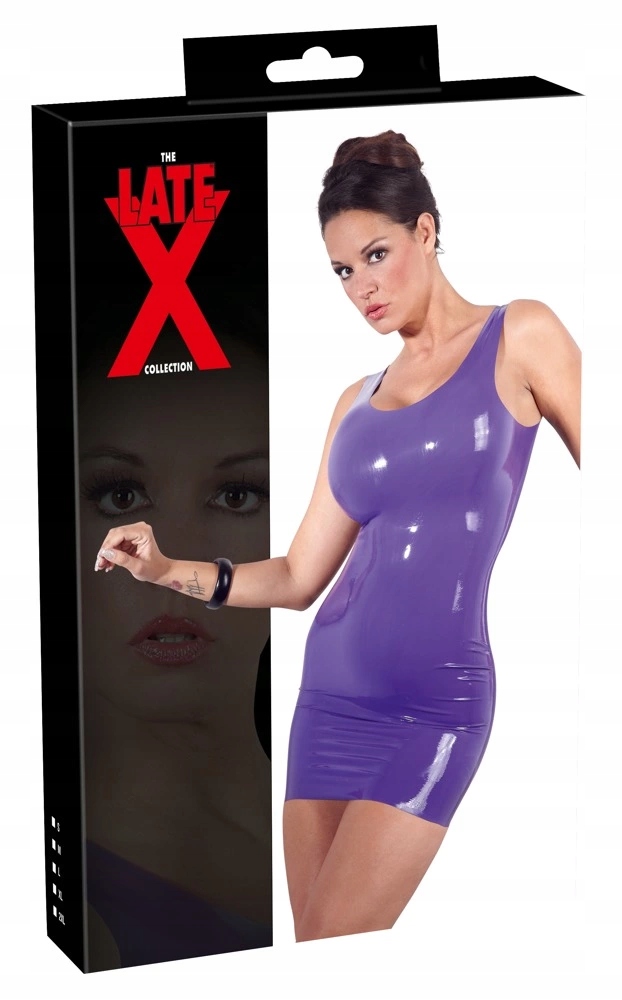 Late X Šaty Latexová Mini Fialová 2XL přiléhavá bez rukávů